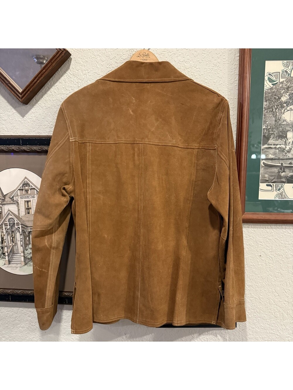Vintage 70s RARE JC Penney Roughout Suede Snap Disco Jacket Mens Size 42 M/L - Picture 6 of 7